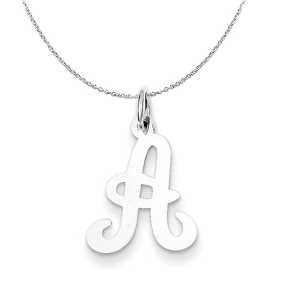 Silver, Sophia Collection, Small Script Initial A Necklace - 24 In